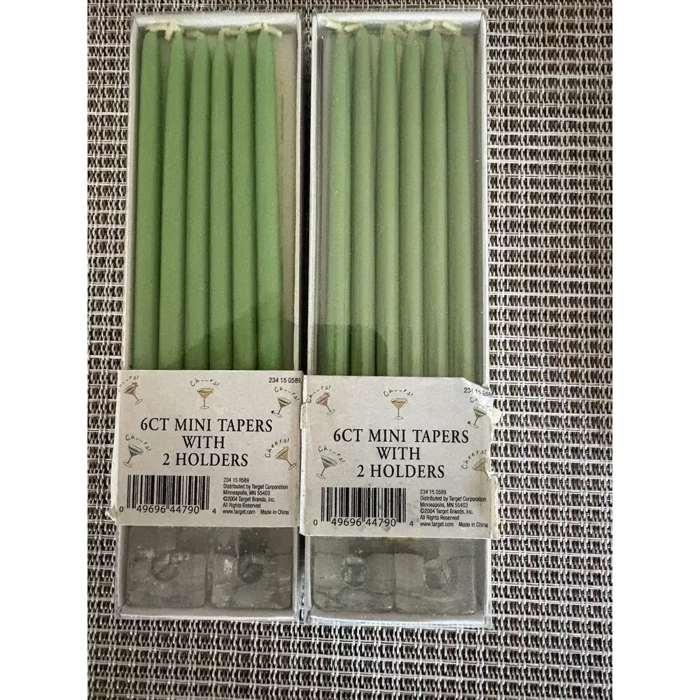 Lot of 3 Target Mini Candle Tapers 2004 Green White 6